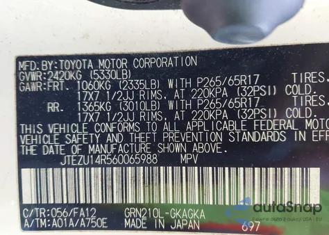 2006 Toyota 4Runner Sr5 V6 z USA, uszkodzony, nr VIN JTEZU14R560065988